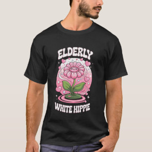 Camiseta Avô Vintage com Dito Divertido de Hippie Branco Id