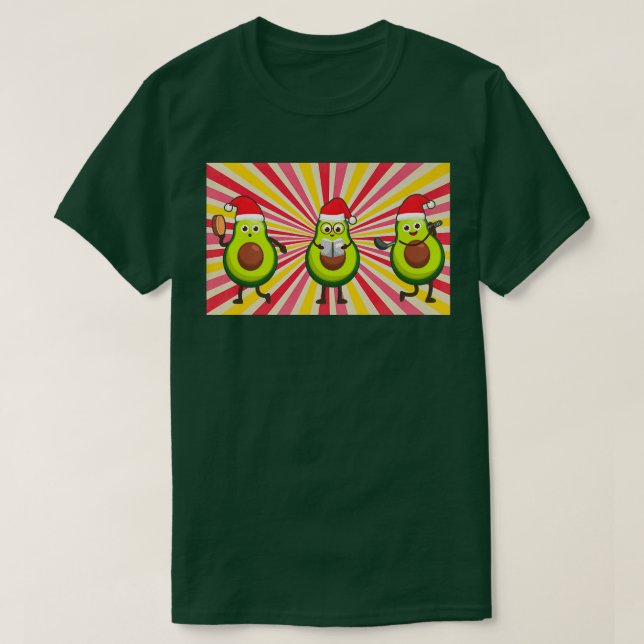 Camiseta Avocado Avo Feliz Xadrez de Natal Santa Hat Tet Ve (Frente do Design)