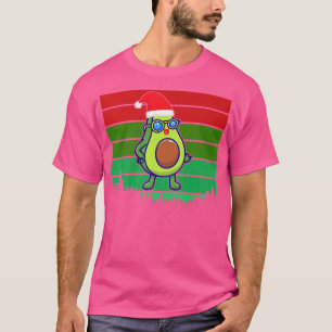 Camiseta Avocado Avo Merry Christmas Plaid Santa Hat Text V