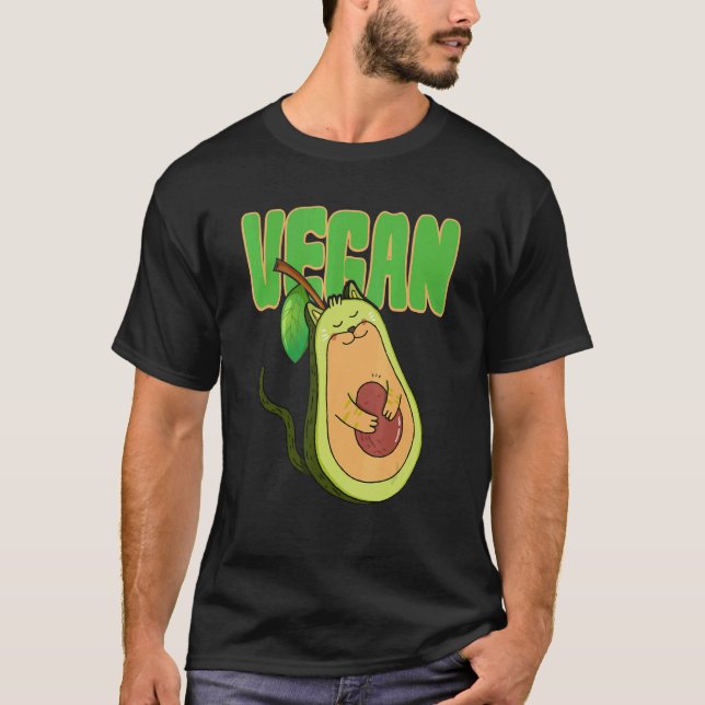 Camiseta Avocado Cat Vegan Vegetariana (Frente)