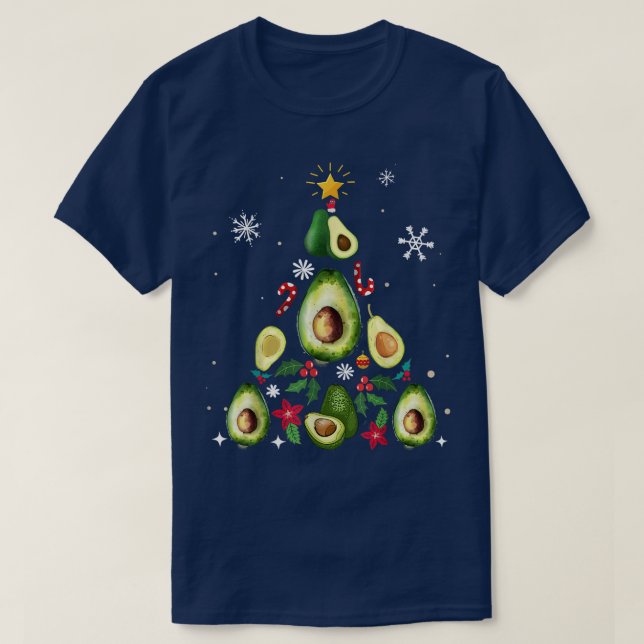 Camiseta Avocado Christmas Tree Funny Vegan Xmas  (Frente do Design)