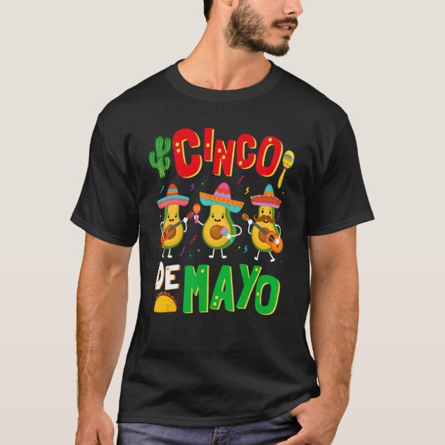 Camiseta Avocado Cinco De Mayo Mens Mulheres Mexicanas Fies (Frente)