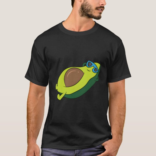 Camiseta Avocado com óculos de sol Relaxamento vegetal do a (Frente)