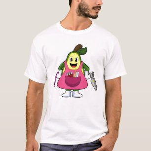 Camiseta Avocado como cabeleireiro com tesoura e comb