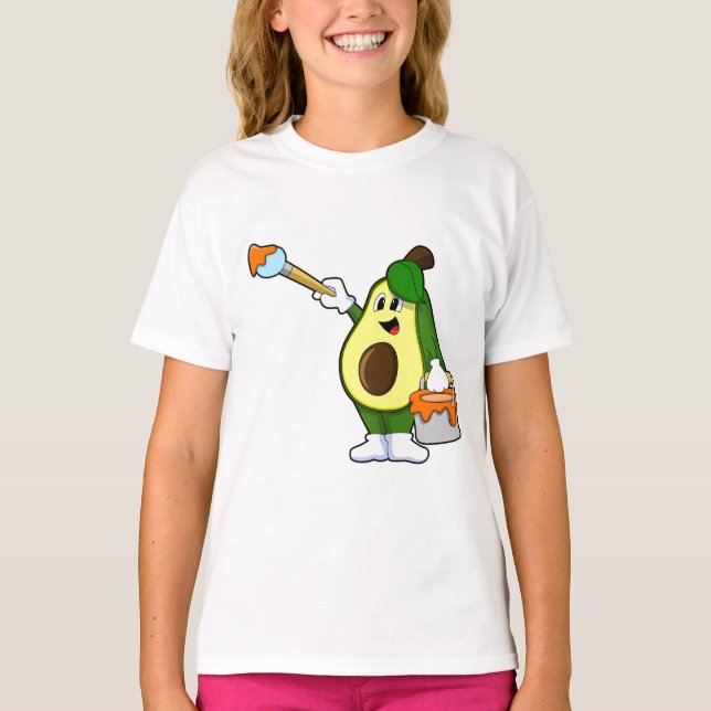 Camiseta Avocado como Pintor com Pincel de Tinta (Frente)