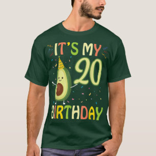 Camiseta Avocado É Meu Aniversário De 20 Anos Feliz Por Mim