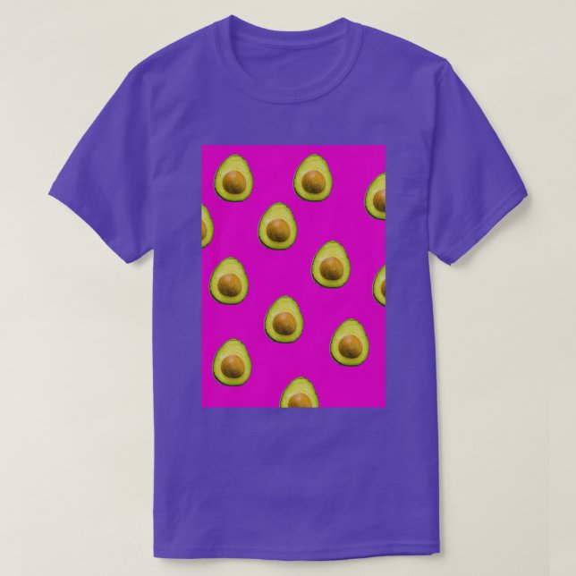 Camiseta Avocado e padrão rosa (Frente do Design)
