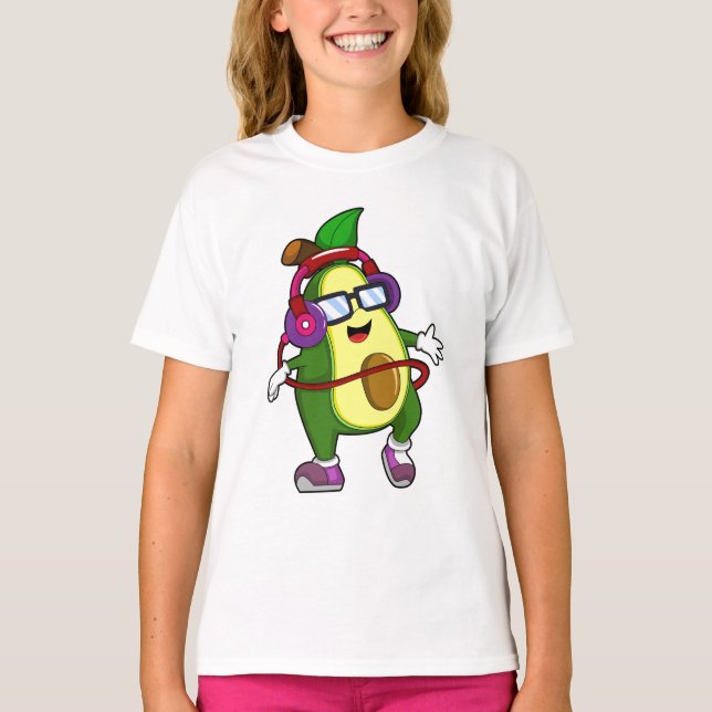 Camiseta Avocado em Música com Fone de Ouvido (Frente)
