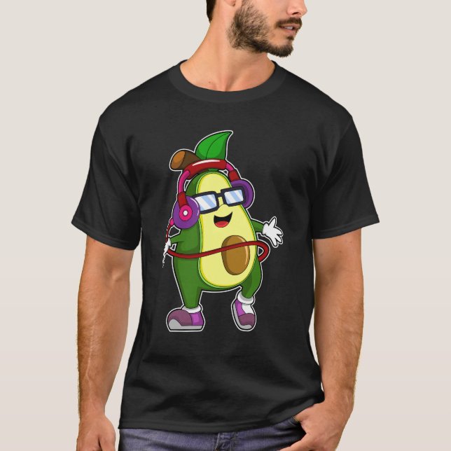 Camiseta Avocado em Música com Fone de Ouvido (Frente)