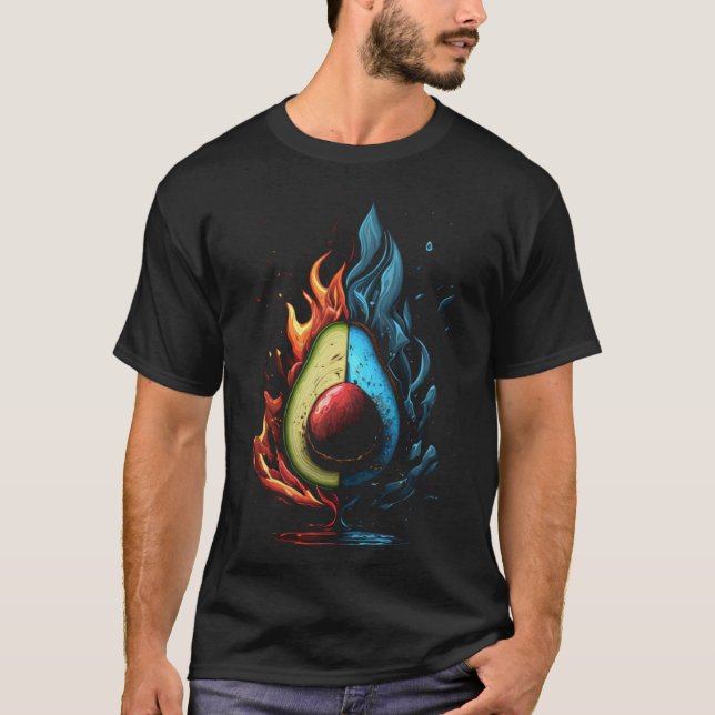 Camiseta Avocado Flames Vegan Vegetarian Fruta saudável Die (Frente)