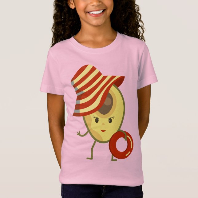 Camiseta Avocado, garota de praia com chapéu de sol e anel  (Frente)