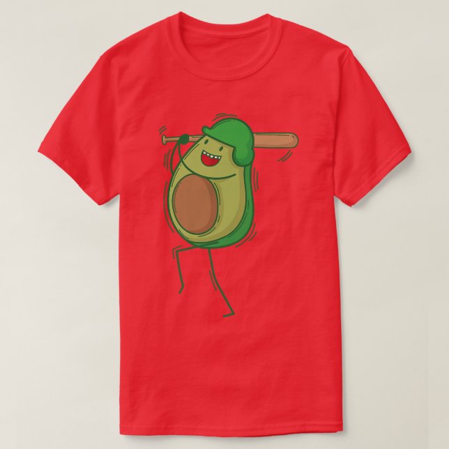 Camiseta Avocado jogando Baseball (Frente do Design)