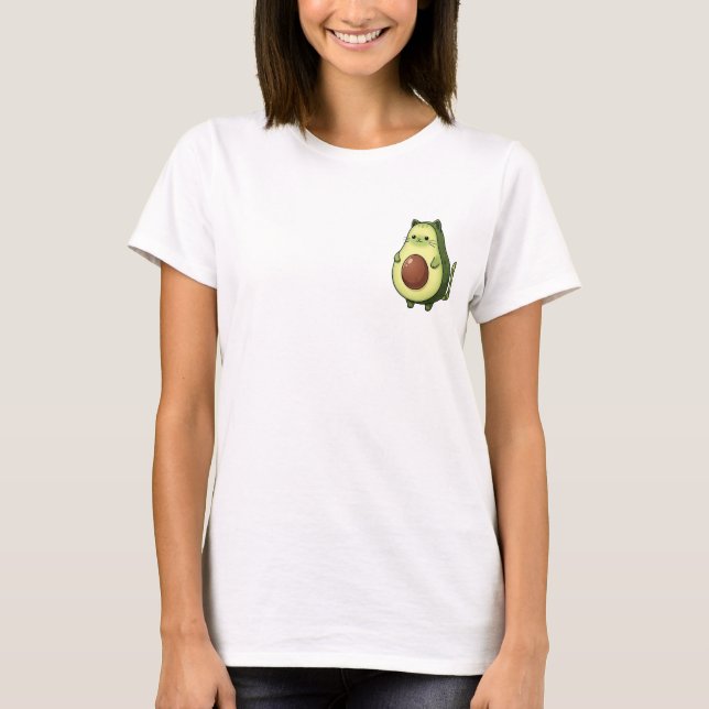 Camiseta Avocado Kitty Delight – Adorable Cat-Shaped (Frente)