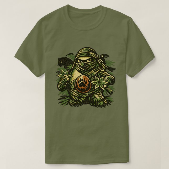 Camiseta Avocado Ninja — Shadow of the Jungle  (Frente do Design)
