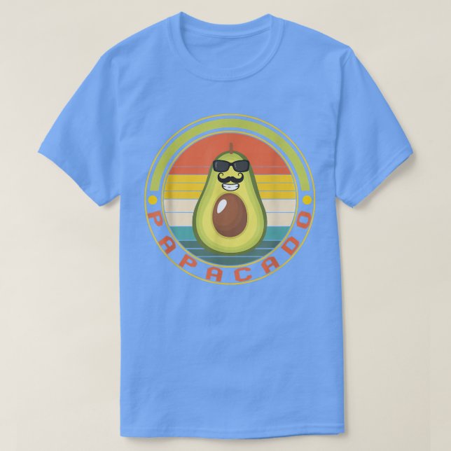 Camiseta Avocado Padre Papacado Óculos de sol bigode novo D (Frente do Design)