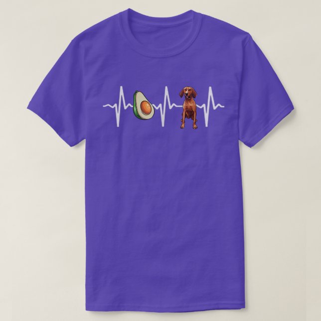 Camiseta Avocado Redbone Coonhound Heartbeat Dog Lover (Frente do Design)