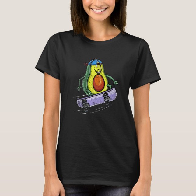 Camiseta Avocado Riding Skateboard Vintage (Frente)