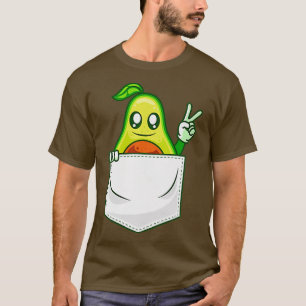 Camiseta Avocado Sinal de Paz Chest Pocketpocket Diversão