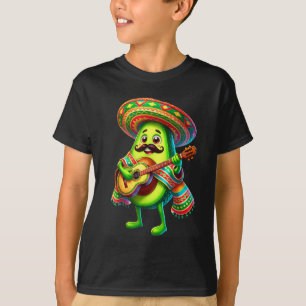 Camiseta Avocado Sombrero Guitar Cinco De Mayo Meninos Cria