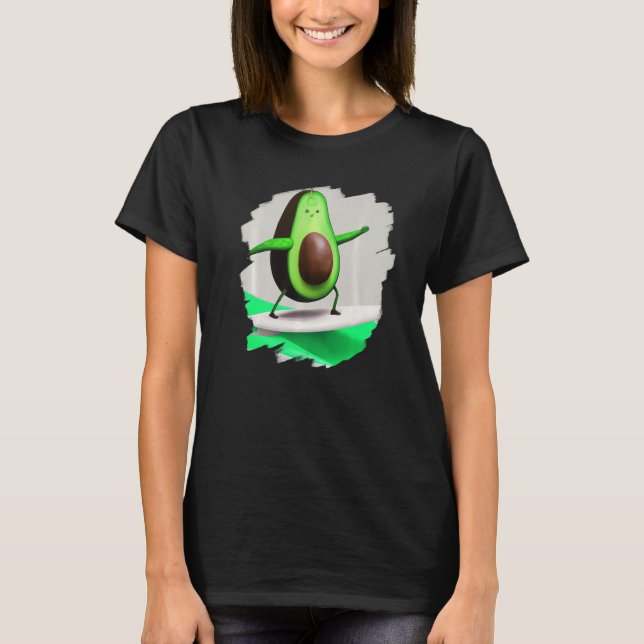 Camiseta Avocado Surfing Surfer Riding Wave Ocean Cool Surf (Frente)