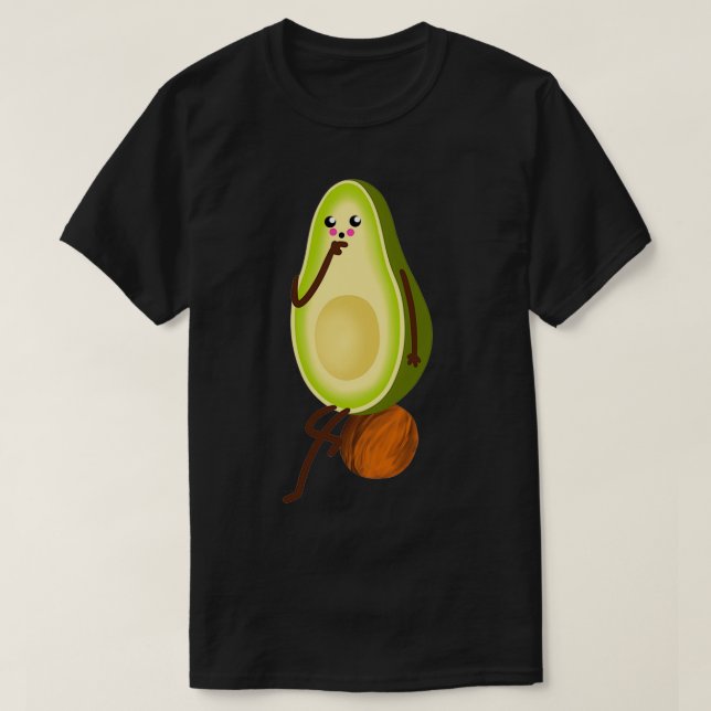 Camiseta Avocado Thinker Pose 1 (Frente do Design)