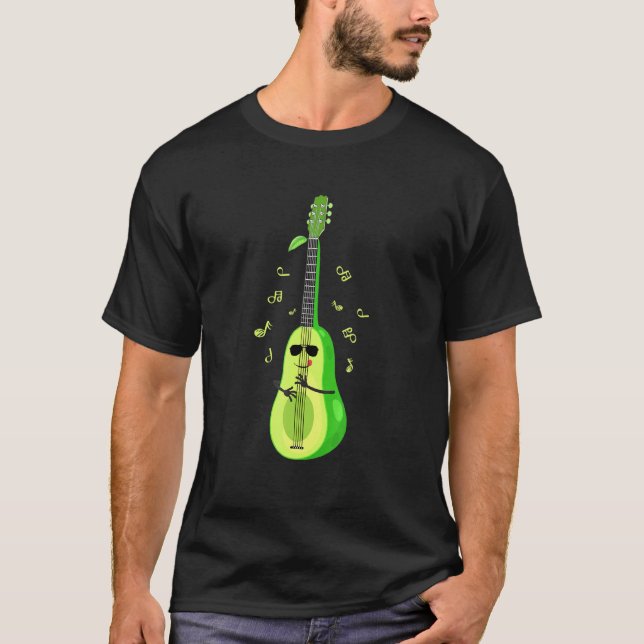 Camiseta Avocado Tocando Violão - Músico Acústico Elétrico (Frente)