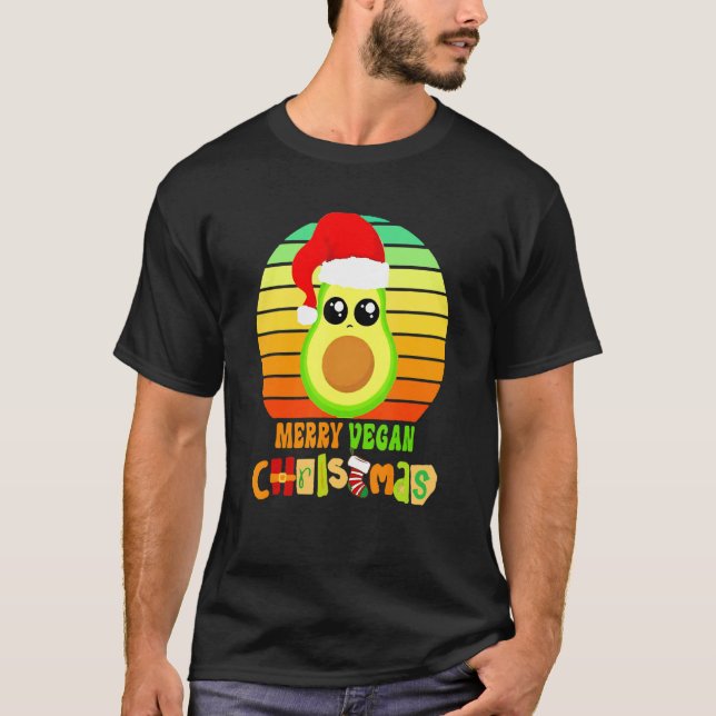 Camiseta Avocado Vegan Christmas Santa Avocado Fruit Vegan (Frente)