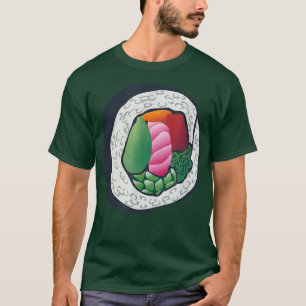 Camiseta AvocadoTerça-feira Sushi Roll Unise, Pintada Mão