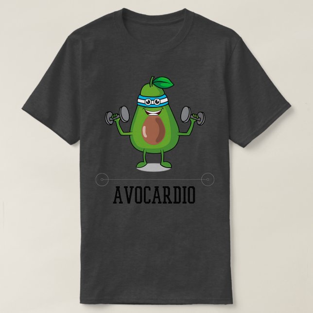 Camiseta Avocardio Funny Avocado Fazendo Cardio (Frente do Design)
