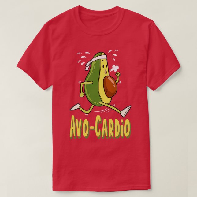 Camiseta Avocardio Vegan Avocado Cardio em Execução (Frente do Design)