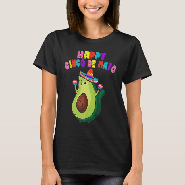 Camiseta Avocato Avocado Cat Cinco De Mayo Vegan Kitten Mex (Frente)