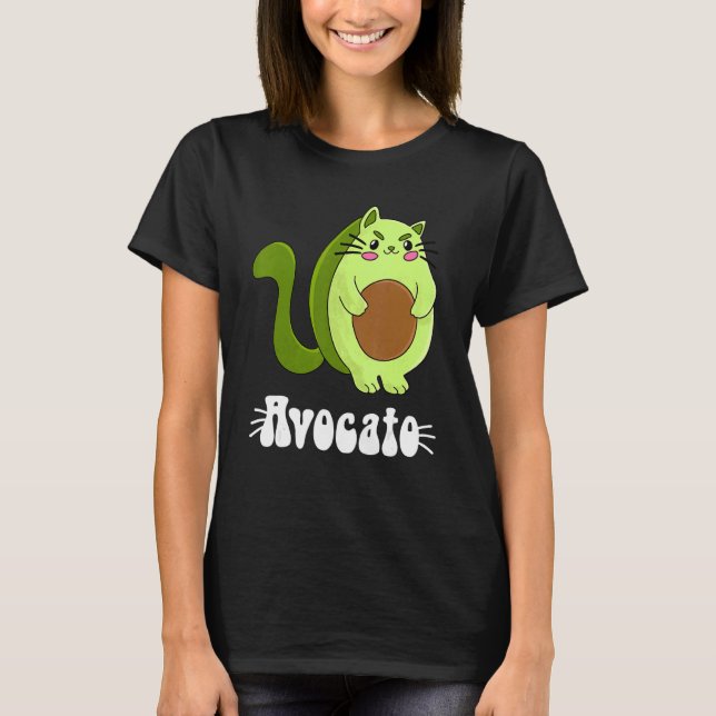 Camiseta Avocato Avocado Cat Proprietário Vegan Vegetarian (Frente)