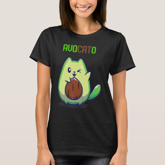 Camiseta Avocato Avocado Kitten Come Núcleo de Fruta Verde (Frente)