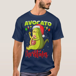 Camiseta Avocato Cat Lover Xmas Luzes Papais noeis Avocado 