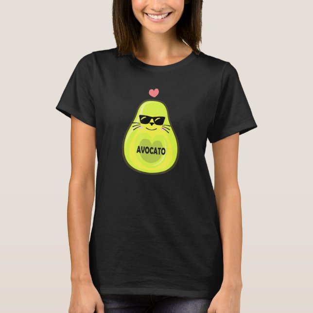 Camiseta Avocato Cute Cat Avocado Vegan E Cat Kitten (Frente)