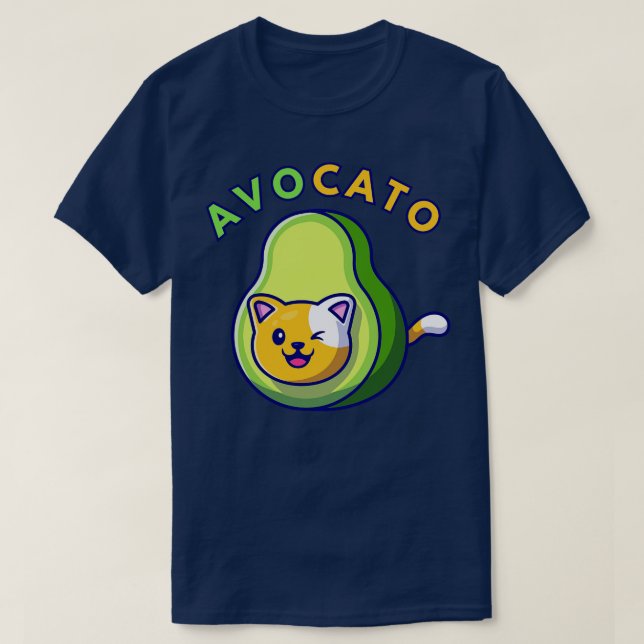 Camiseta Avocato Engraçado Gato Avocado Vegan E Gato (Frente do Design)