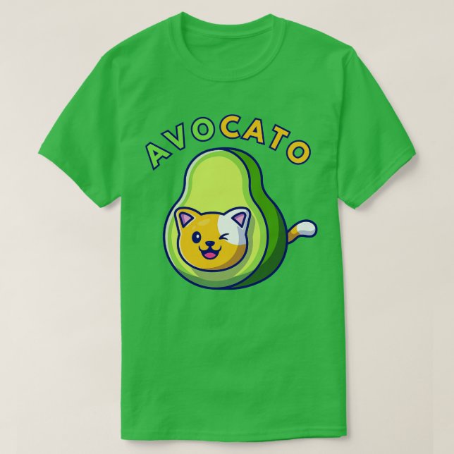 Camiseta Avocato Engraçado Gato Avocado Vegan E Gato (Frente do Design)