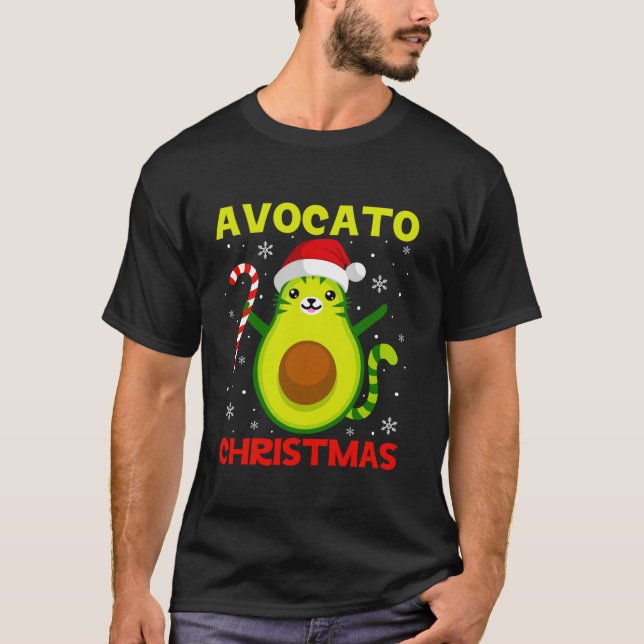 Camiseta Avocato Engraçado Gato Avocado Vegan Ugl Natal (Frente)