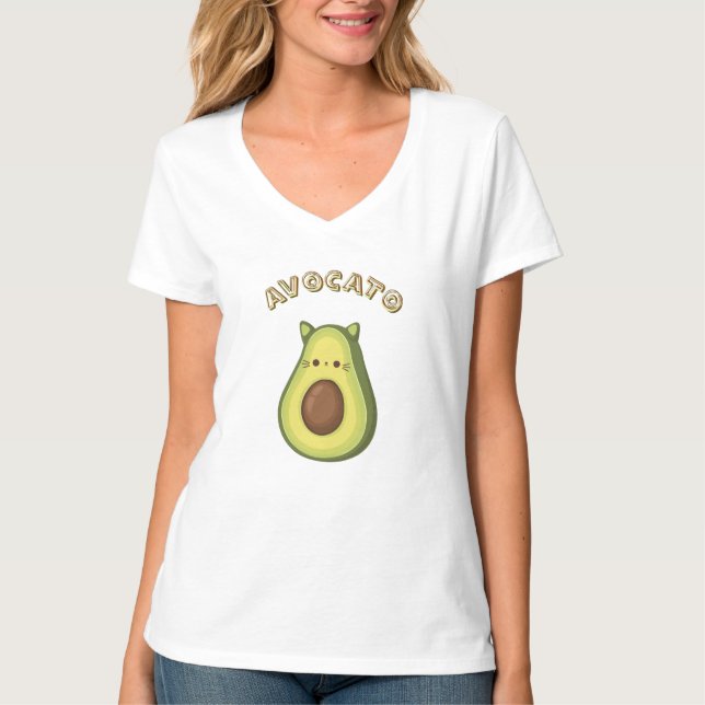 Camiseta AVOCATO - Gato Engraçado e Avocado Amam Camiseta-T (Frente)