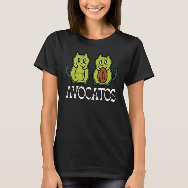 Camiseta Avocatos Cat Avocados Cute Vegan Mexican Women Gir (Frente)