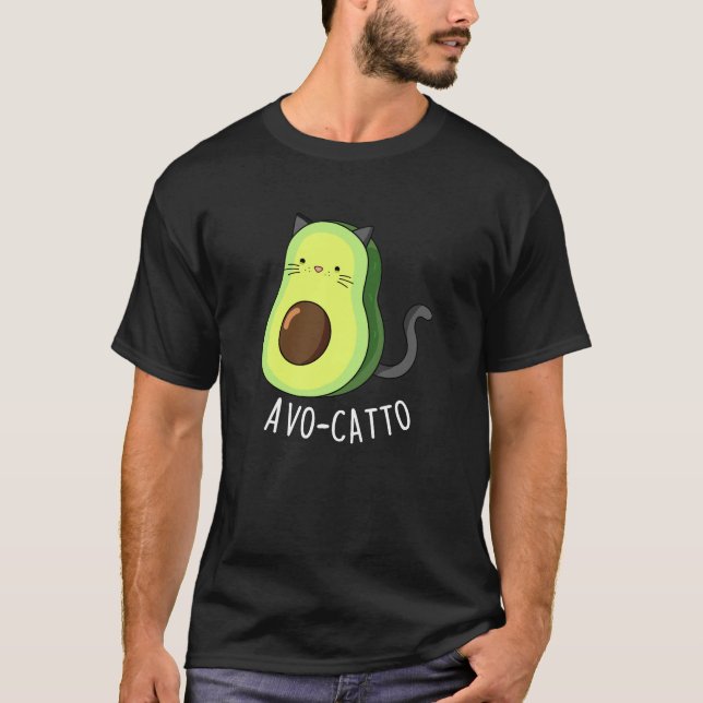 Camiseta Avocatto Funny Avocado Cat Pun Dark BG (Frente)