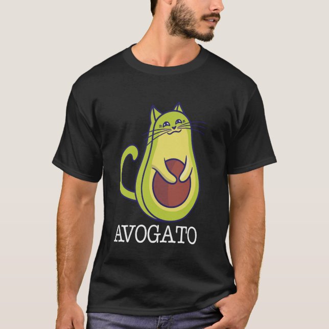 Camiseta Avogato Avocado Funny Cute Cat Vegan (Frente)