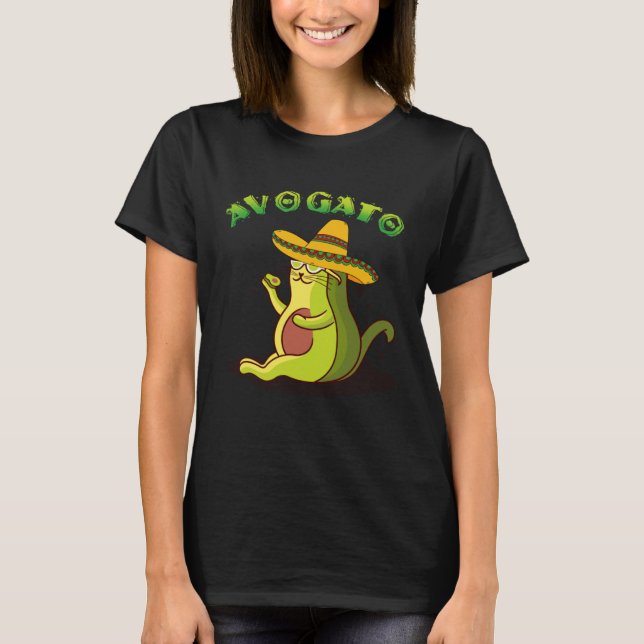 Camiseta Avogato Cat Avocado Cinco de Mayo Cute Cat Mexico  (Frente)