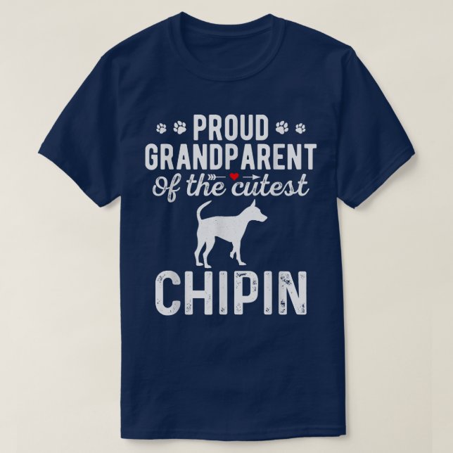 Camiseta Avós De Chipin Orgulhosos Do Cão-De-Chipin Mais Ju (Frente do Design)