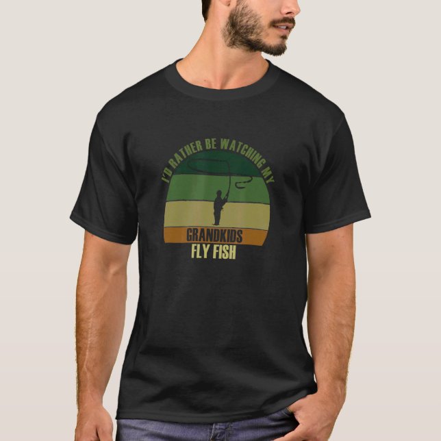 Camiseta Avós Preferem Observar Netos Pescando com Mosca (Frente)