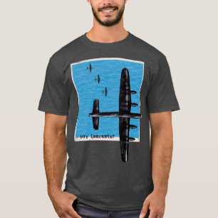 Camiseta Avro Lancaster Bomber Avião WW2 sobre o mar