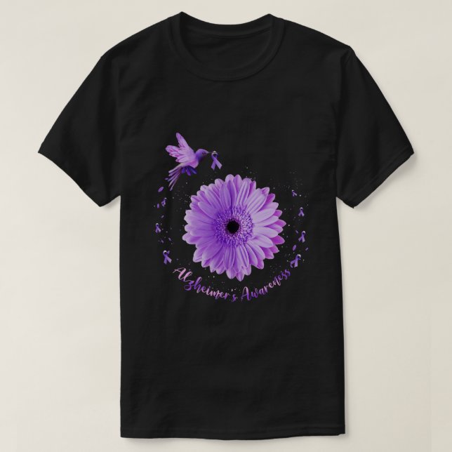 Camiseta Aw do Beijo Girassol Roxo Roxo Fita Alzheimer (Frente do Design)