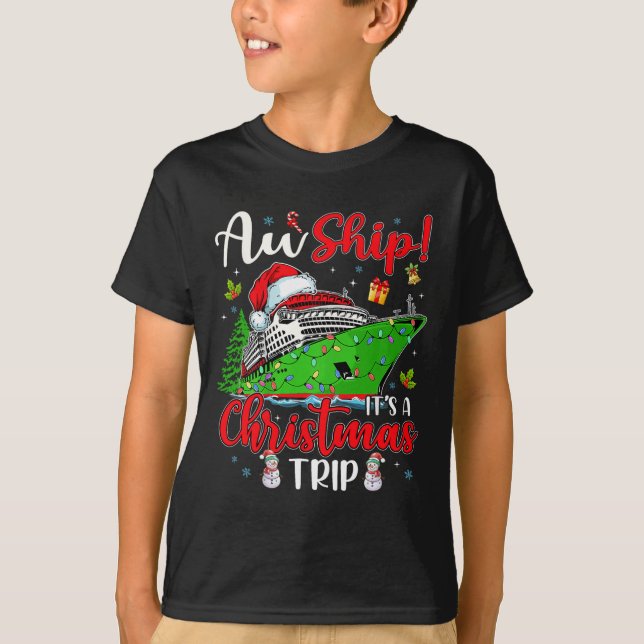 Camiseta Aw Ship É A Christmas Trip Cute Cruise Family F (Frente)