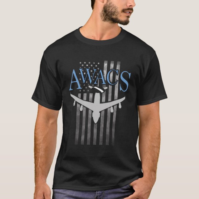 Camiseta Awacs Sobre A Bandeira Dos Eua (Frente)