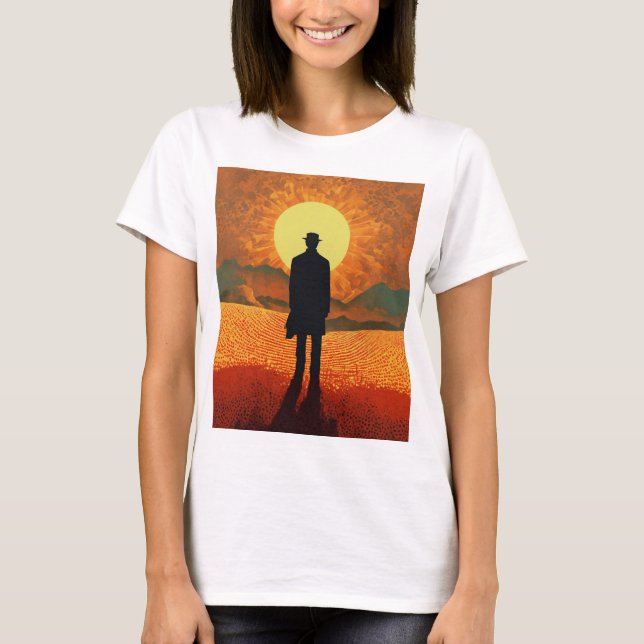 Camiseta "Awakening Dawn: Um olhar humano no nascer do sol" (Frente)